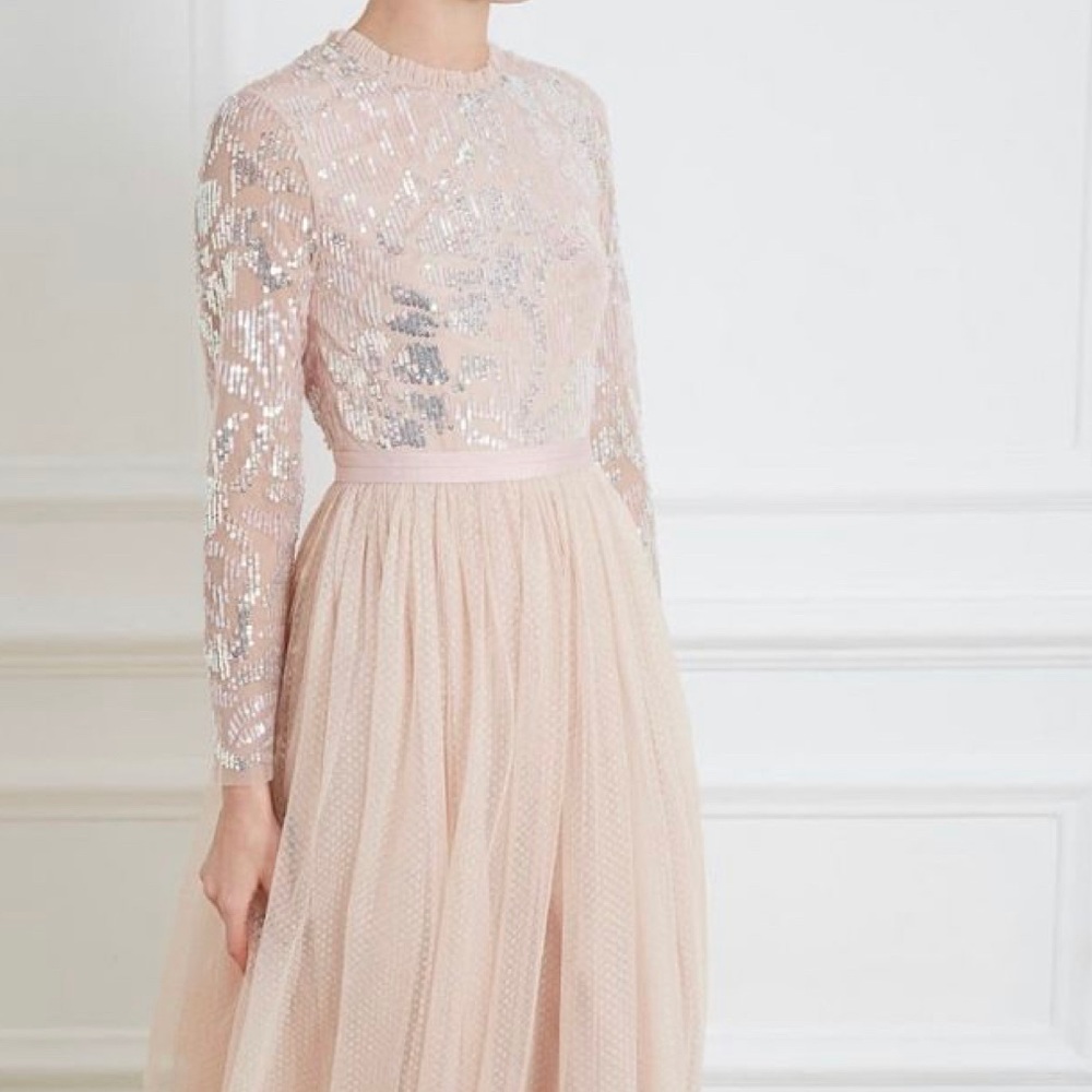Needle & Thread sequin & chiffon midi dress
